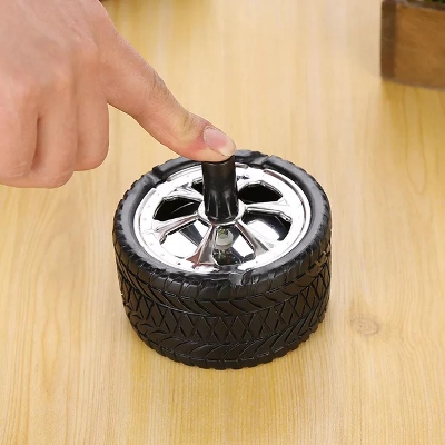 Picture of tire shape stainless steel windproof pressure ashtray