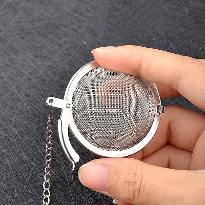 Picture of Stainless Steel Wire Mesh Spherical Tea Strainer Chain And Hook - Elegant Tea Brewing Accessory