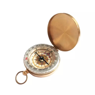 Picture of Portable Travel Hiking Outdoor Brass Luminous Compass Camping Pocket Watch Style Compass
