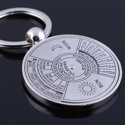 Picture of 50 Years Perpetual Calendar Keyring Keychain Silver Alloy Key Chain Ring