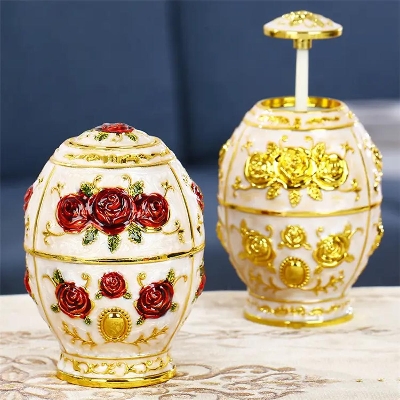 Picture of Toothpick Holder Creative Retro Home Decor Acrylic Rose Enamel Automatic Press Toothpick Holder