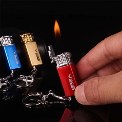 Picture of Mini keychain lighter butane gas open flame creative pendant lighter