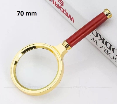 Picture of 70mm magnifier wooden handle Reading Magnifying Glass Lens Handheld Magnifier