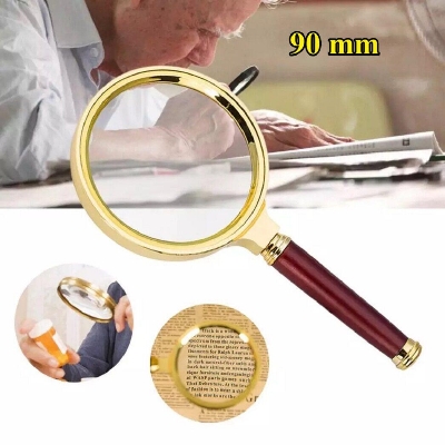 Picture of 90mm magnifier wooden handle Reading Magnifying Glass Lens Handheld Magnifier