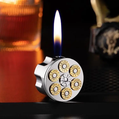 Picture of Creative Clip Style Open Flame Lighter Metal Drawing Inflatable Lighter