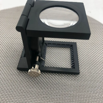 Picture of 10X Three Folding Magnifying Glass Portable Zinc Alloy LED lluminate Magnifier Loupe with Scale for Textile Jewelry Collection