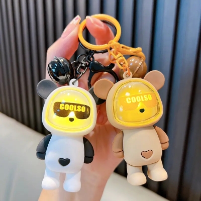 Picture of 1 Pcs LED Bear Keychain Light-Up Night Light Charm Keychain for Students backpack bag