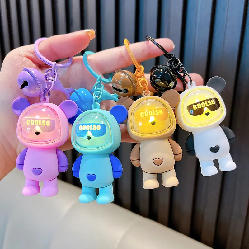 Picture of 1 Pcs LED Bear Keychain Light-Up Night Light Charm Keychain for Students backpack bag