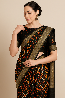 Picture of Stylish & Glorious Printed Silk Saree With Blouse Piece - MN-707