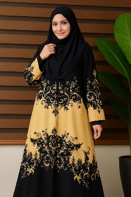 Picture of abaya borka (White Dgital Print) (No Hijab Only Borka) Dubai Cherry stylish party borka fashion collection Fashionable khimar Lycra borka for Women D-2