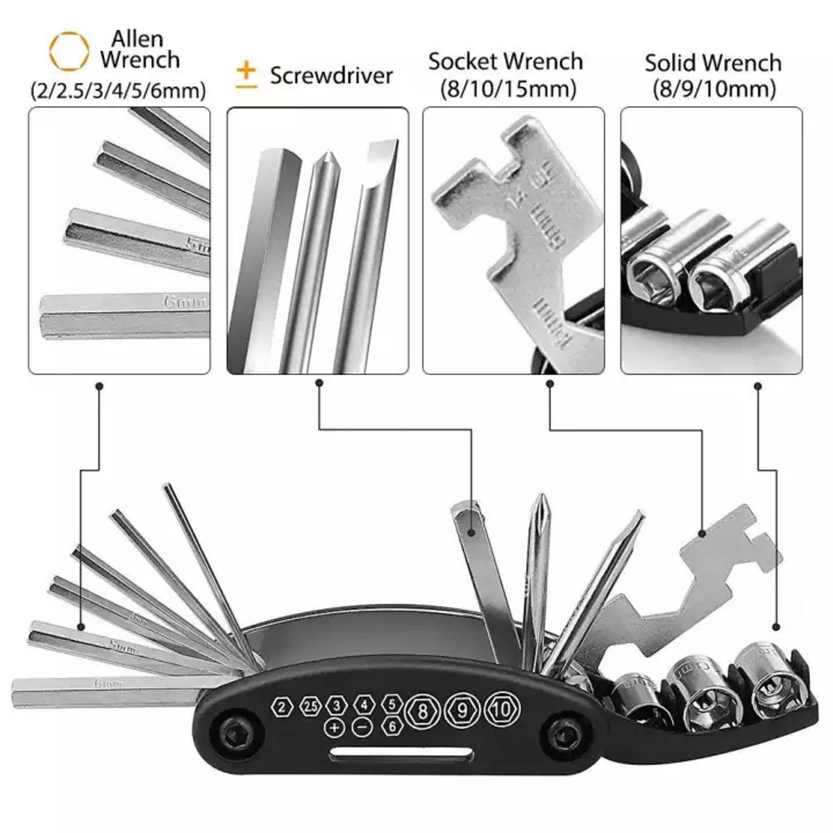 Picture of Bicycle Repair Kit Multi Tool Repair Bicycle Tool Kit 16 in 1