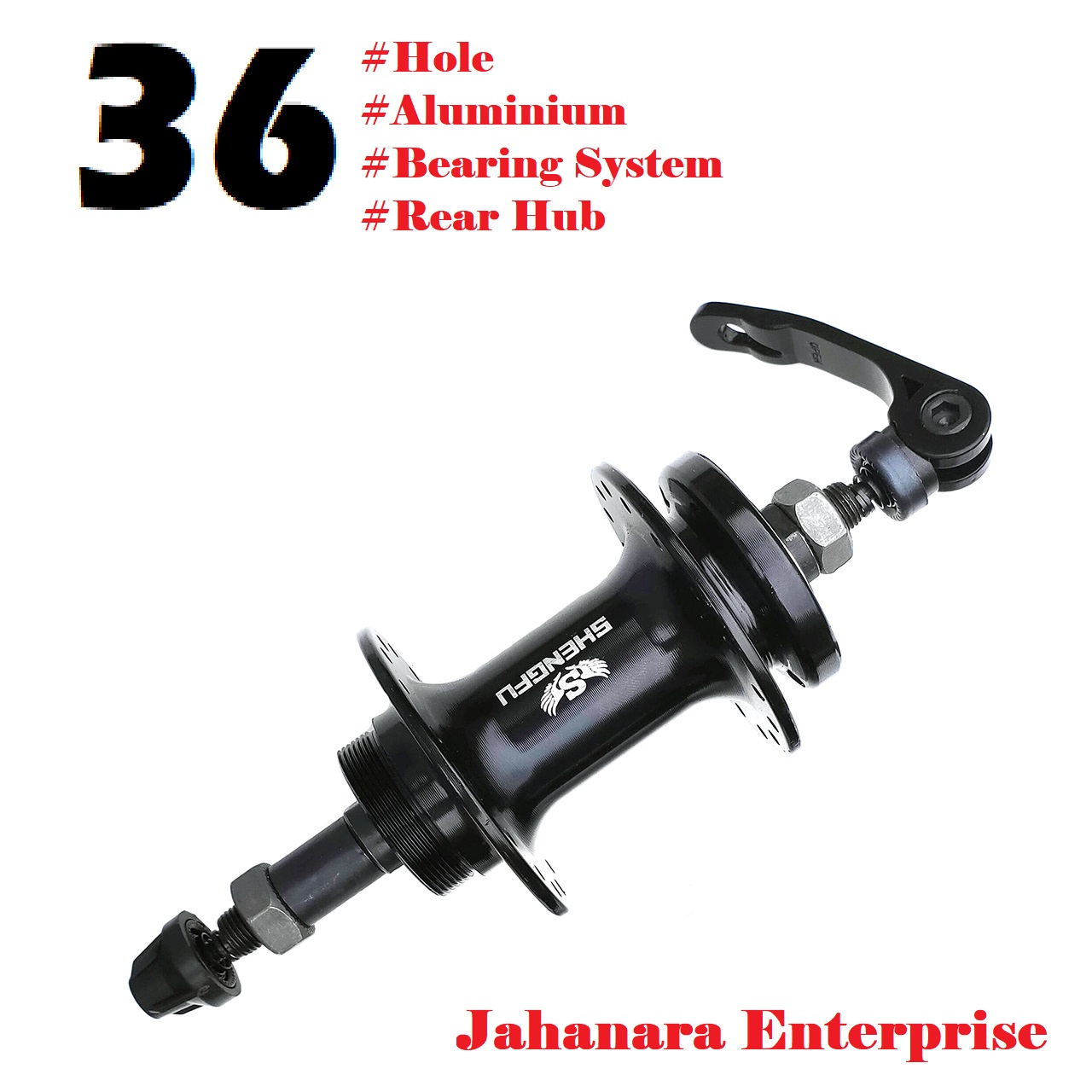 Picture of Bicycle Alloy Hubs 36 Hole bearing setup 2 pcs Black