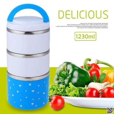Picture of 3 Layer / 2 Layer Thermal Lunch Box, Stainless Steel Insulated Box, Leakproof Food Storage Container with Double Handles