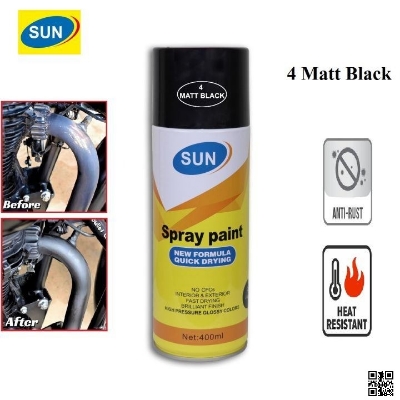 Picture of Sun Spray Paint (4 Matt Black) Color Aerosol Spray Paint, Sun Auto Spray Paint