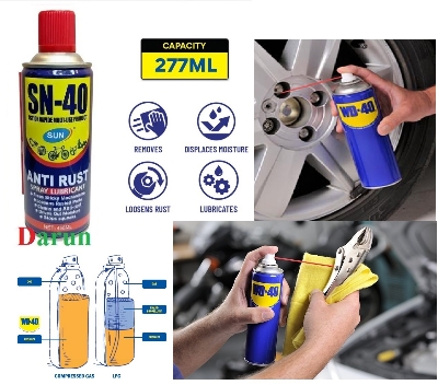 Picture of Sun SN-40 Anti Rust Spray Lubricant 450ml, anti rust proof lubricant, Rust Cleaner Remover and Protector Liquid Spray