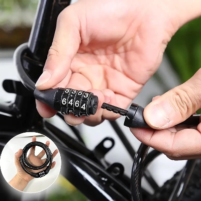 Picture of Heavy Duty Digital Number Lock - Universal Combination Cable Lock for Bike, Helmet, Luggage | Steel Wire, PVC, Plastic | 12x1200 mm, Anti-Theft Security