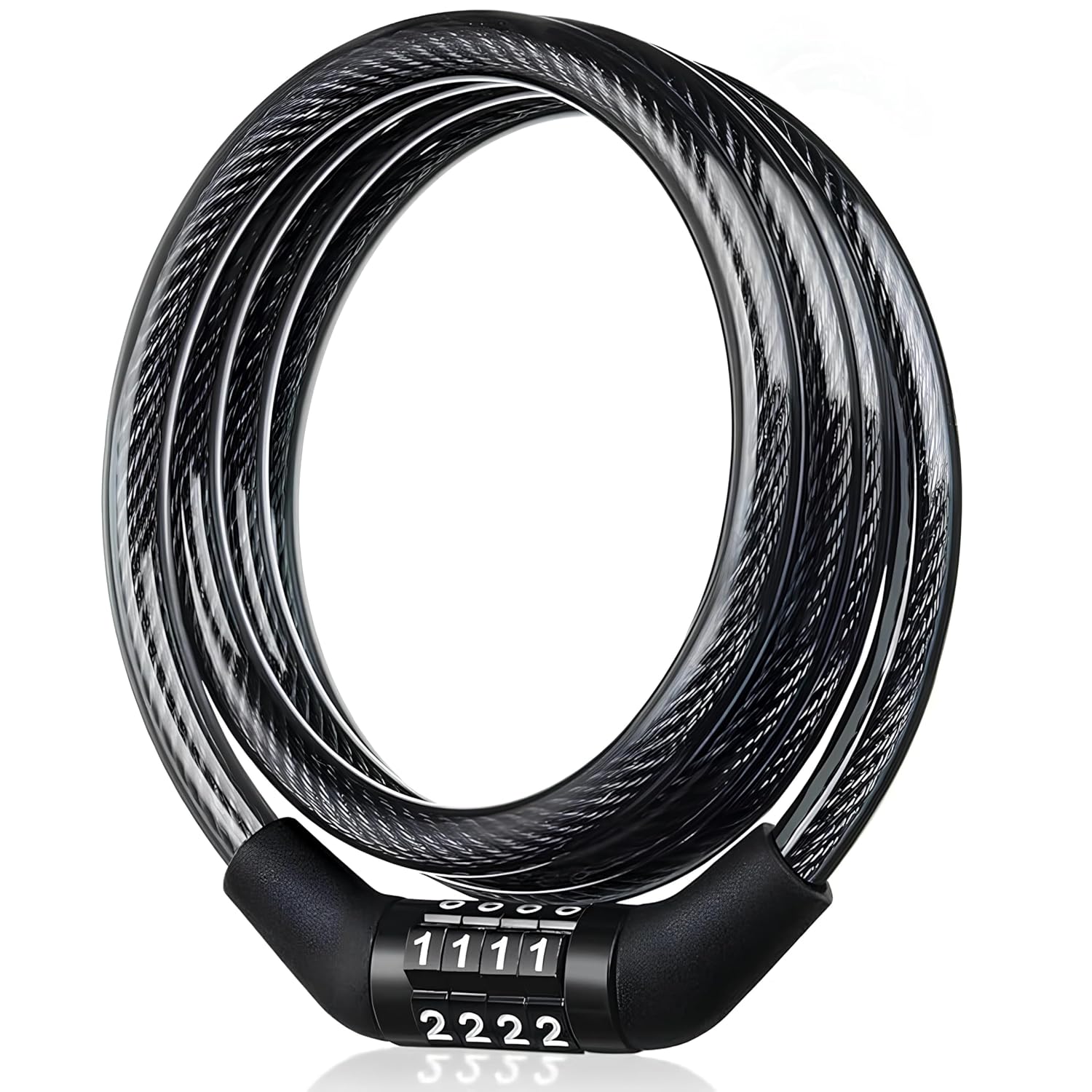 Picture of Heavy Duty Digital Number Lock - Universal Combination Cable Lock for Bike, Helmet, Luggage | Steel Wire, PVC, Plastic | 12x1200 mm, Anti-Theft Security