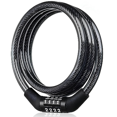 Picture of Heavy Duty Digital Number Lock - Universal Combination Cable Lock for Bike, Helmet, Luggage | Steel Wire, PVC, Plastic | 12x1200 mm, Anti-Theft Security