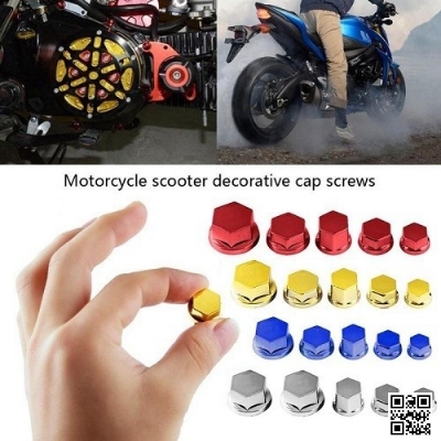 Picture of 30Pcs Motorcycle Screw Nut Bolt Cap Cover Modification Decorative Universal Frame Sliders Sleeve Muff For Bike, motorcycles, electric motorcycles, scooters
