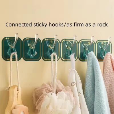 Picture of 6 Pcs/12 Pcs Self Adhesive Hook Key Storage Hanger for Kitchen Bathroom Door Wall Wall Hanger Sticky Walls for Hooks Sticker Door Bedroom Bathroom Home Hooks and Hangers Kitchen Magic Adhesive self Strong Wall Hanger