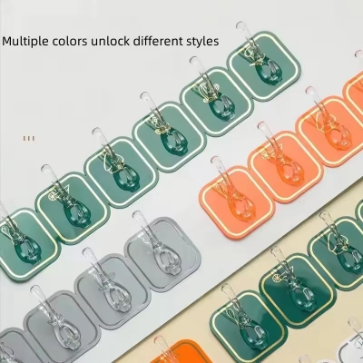 Picture of 6 Pcs/12 Pcs Self Adhesive Hook Key Storage Hanger for Kitchen Bathroom Door Wall Wall Hanger Sticky Walls for Hooks Sticker Door Bedroom Bathroom Home Hooks and Hangers Kitchen Magic Adhesive self Strong Wall Hanger