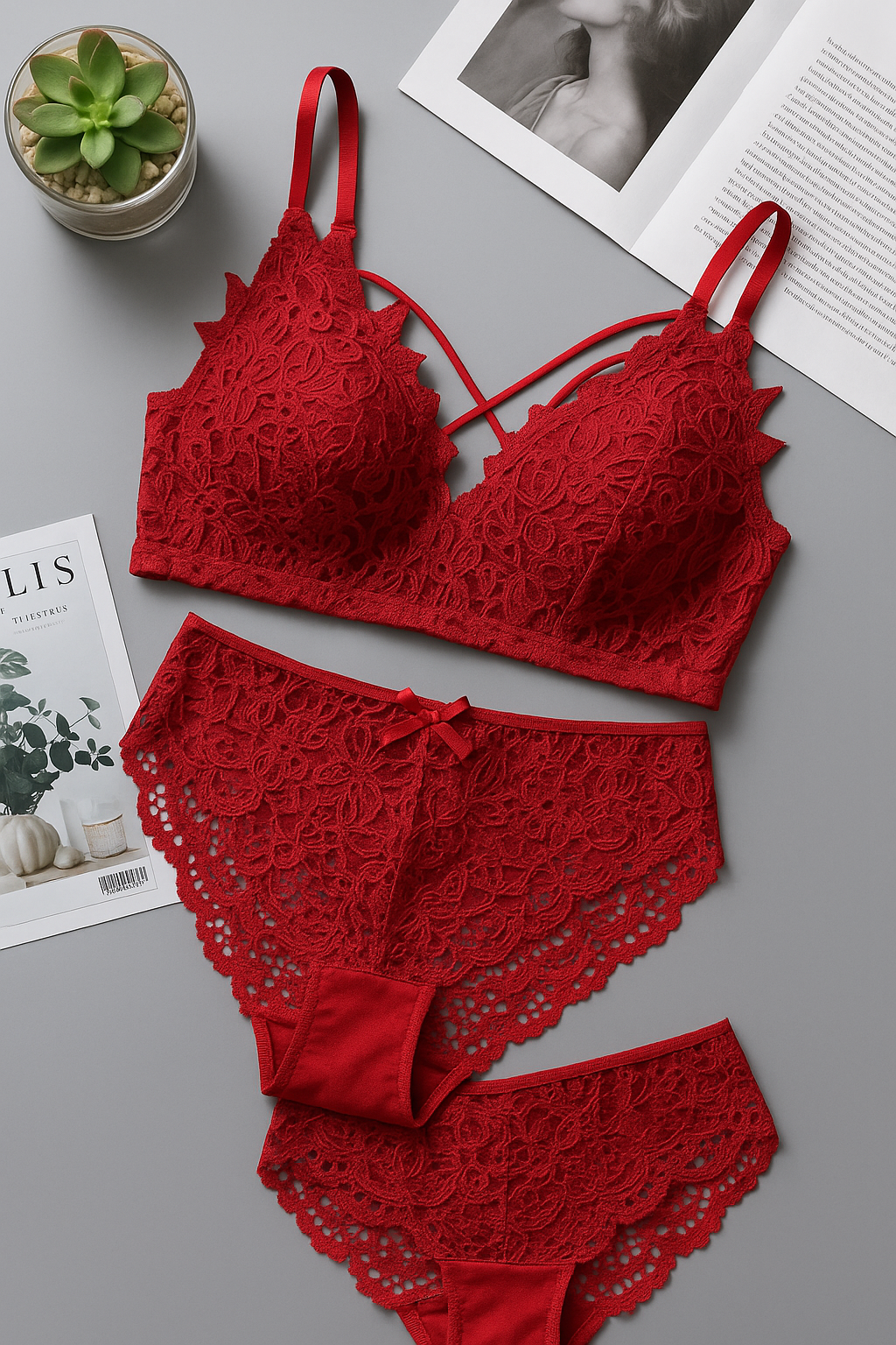 Picture of Underwear set for women bra and panty set flower design bra panty set Maroon