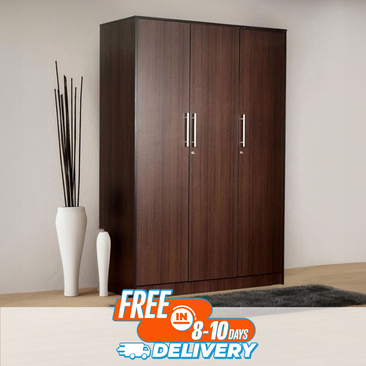 Picture of Indulge Durablity - Premium Quality - RK Special MDF 3 Part Almirah/Cupboard - Vintage Choice - Expression of Yourself - Simple Aftercare