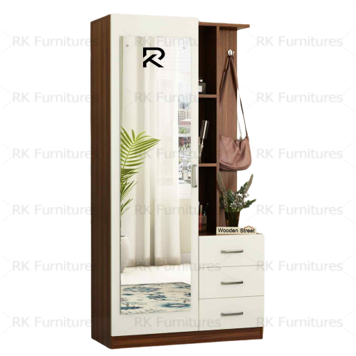 Picture of RK Melamine Laminated Board Dressing Table With Shelves Drawers ShanTeak-White Finish