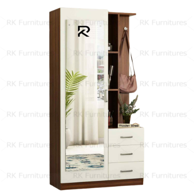 Picture of RK Melamine Laminated Board Dressing Table With Shelves Drawers ShanTeak-White Finish