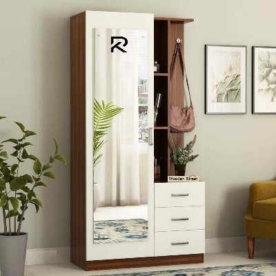 Picture of RK Melamine Laminated Board Dressing Table With Shelves Drawers ShanTeak-White Finish