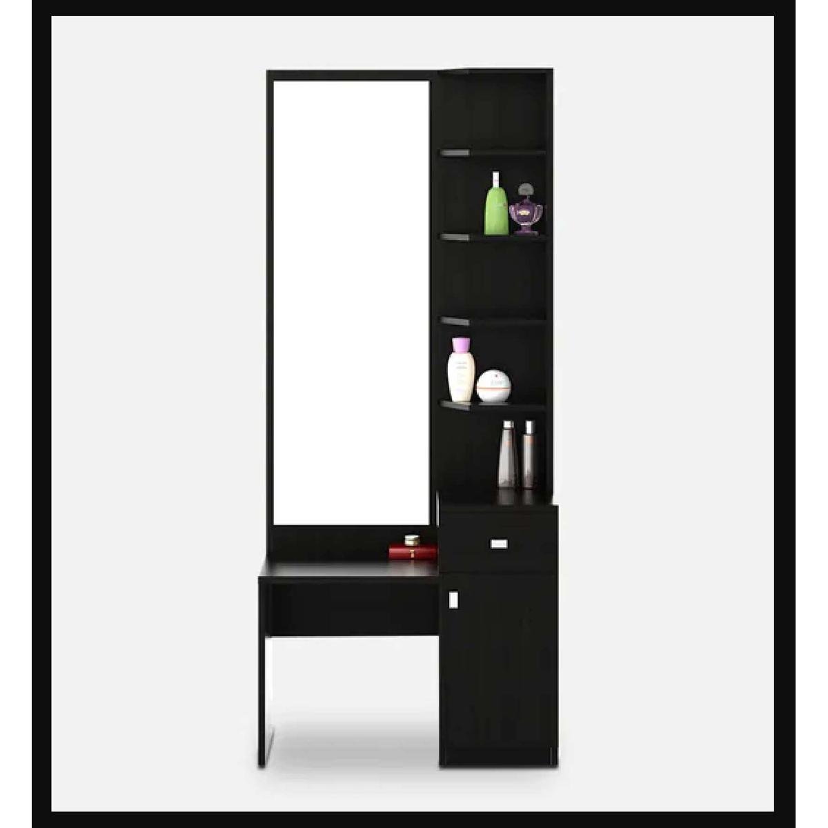 Picture of Black Dressing Table With Mirror Made of Laminated Board by RK Furnitures