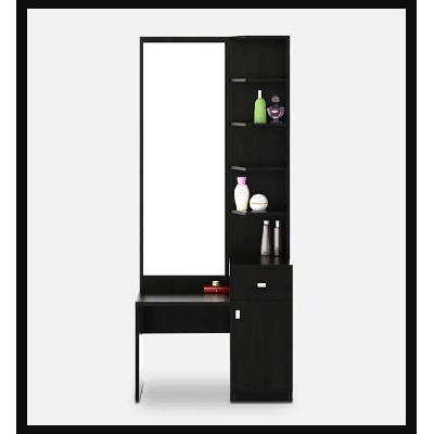 Picture of Black Dressing Table With Mirror Made of Laminated Board by RK Furnitures