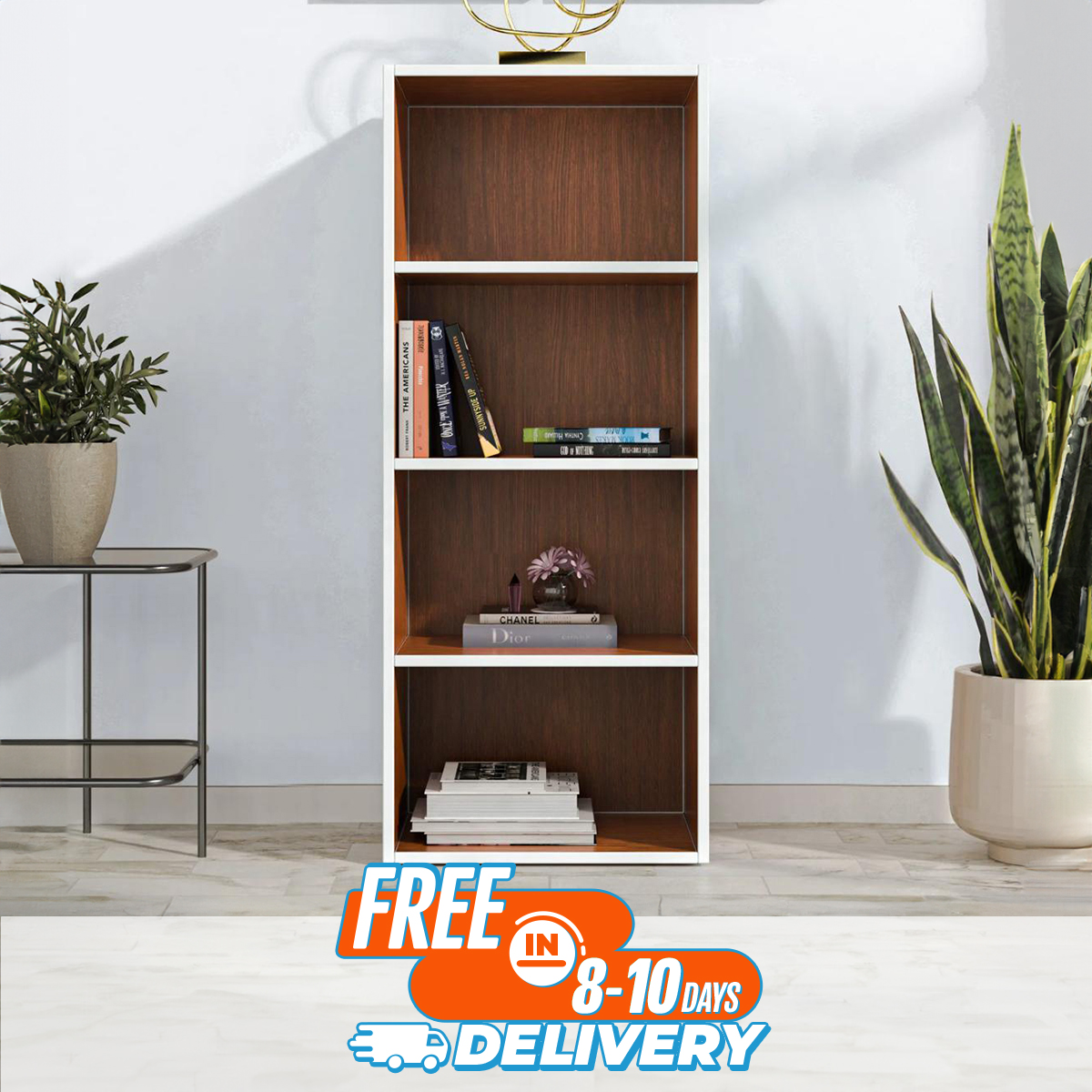 Picture of RK 4 Tier Book Shelf Storage Cabinet for Bedroom or Storage Cabinet Living Room 48X16 inches