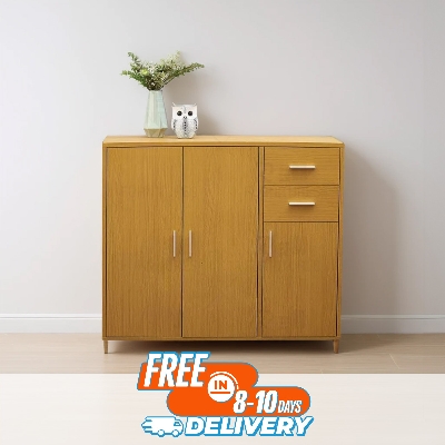 Picture of RK Sideboard Storage Cupboard Cabinet Unit with Doors and Drawers Living Room Bedroom Furniture Beige Finish