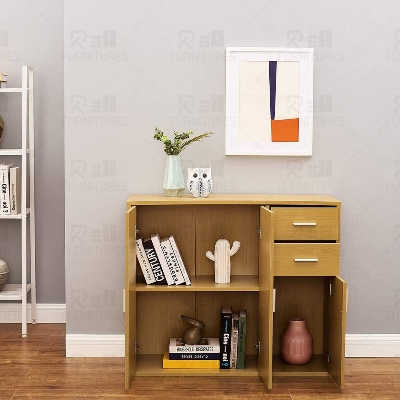 Picture of RK Sideboard Storage Cupboard Cabinet Unit with Doors and Drawers Living Room Bedroom Furniture Beige Finish