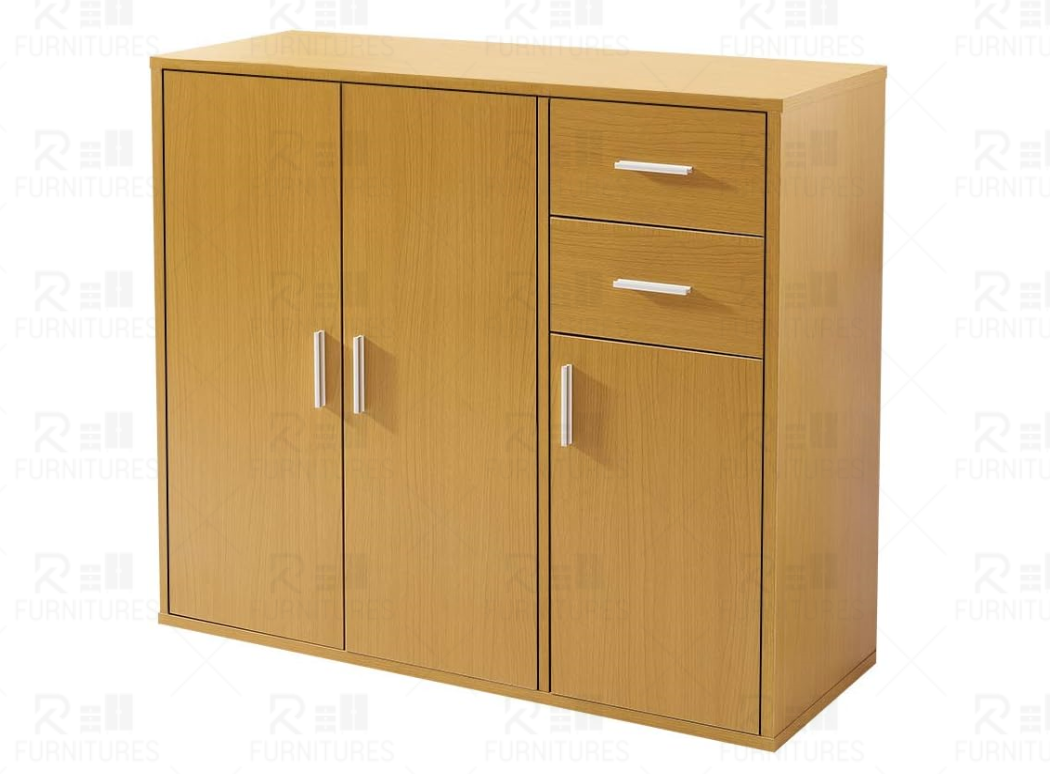 Picture of RK Sideboard Storage Cupboard Cabinet Unit with Doors and Drawers Living Room Bedroom Furniture Beige Finish