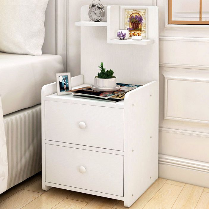 Picture of RK MDF M14 2 Drawers Exclusive Bed Side Table  BedSide Table, Site Table, End Table, Night Table, Night Stand Table With Drawers- White and Beige Finish