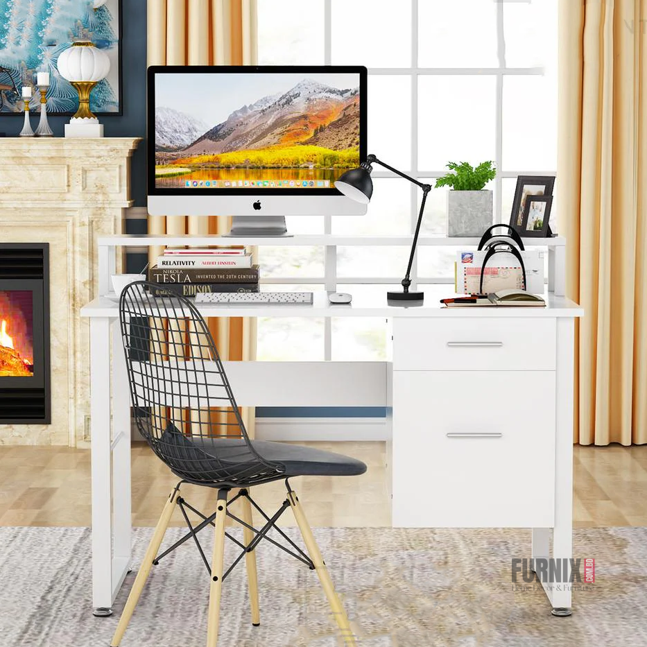 Picture of 48-Inch Computer Desk with 2 Large Drawers Workstation – Modern Writing & Study Desk for Home Office or Bedroom – Simple PC Desk for Students