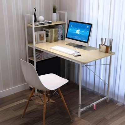 Picture of Home Office Computer Desk with Wooden Storage Shelf – 48 Inches Desk & Gaming Table with Splice Board, 2-Tier Industrial Modern Laptop Study Writing Desk