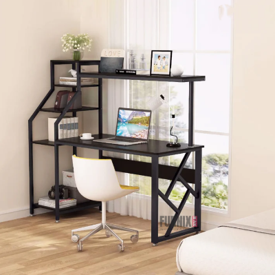 Picture of 48-Inch Computer Desk with Reversible Corner Rack, Gaming Desk with Display & Printer Storage Shelves, Office Desk with Corner Bookshelf