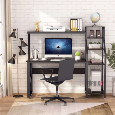Picture of 48-Inch Computer Desk with Reversible Corner Rack, Gaming Desk with Display & Printer Storage Shelves, Office Desk with Corner Bookshelf