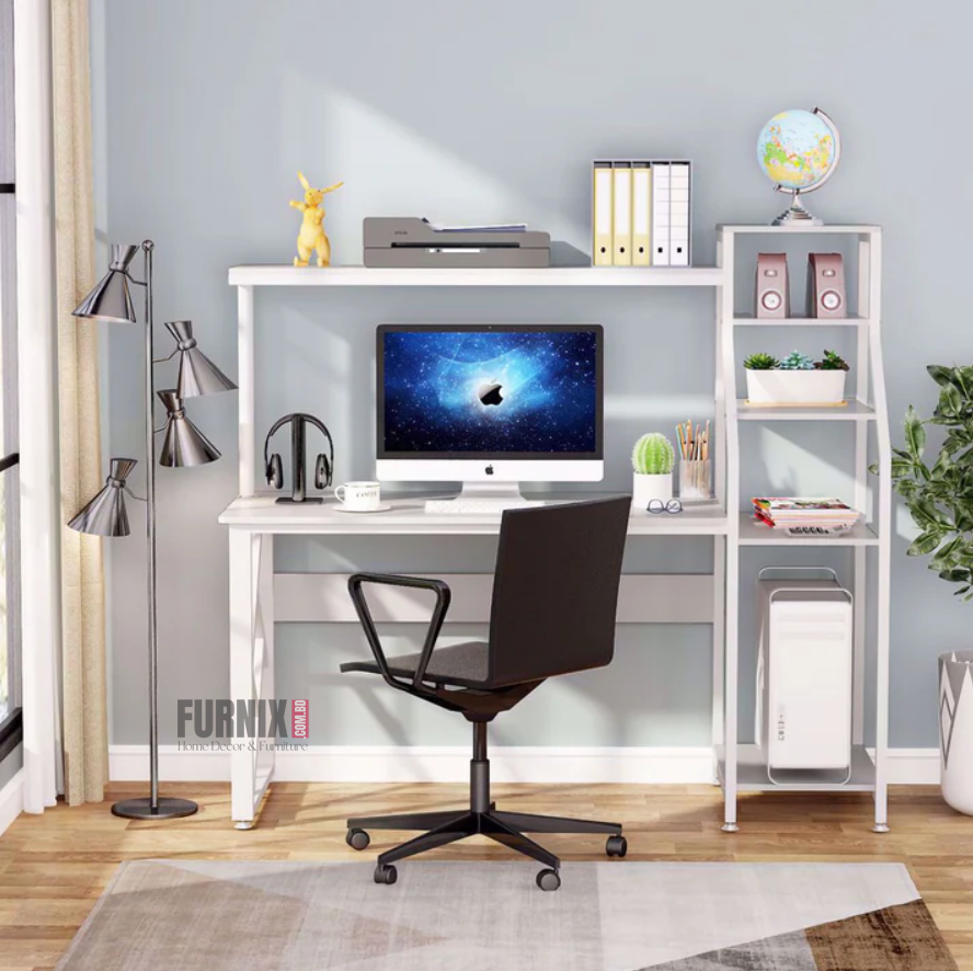 Picture of 48-Inch Computer Desk with Reversible Corner Rack, Gaming Desk with Display & Printer Storage Shelves, Office Desk with Corner Bookshelf