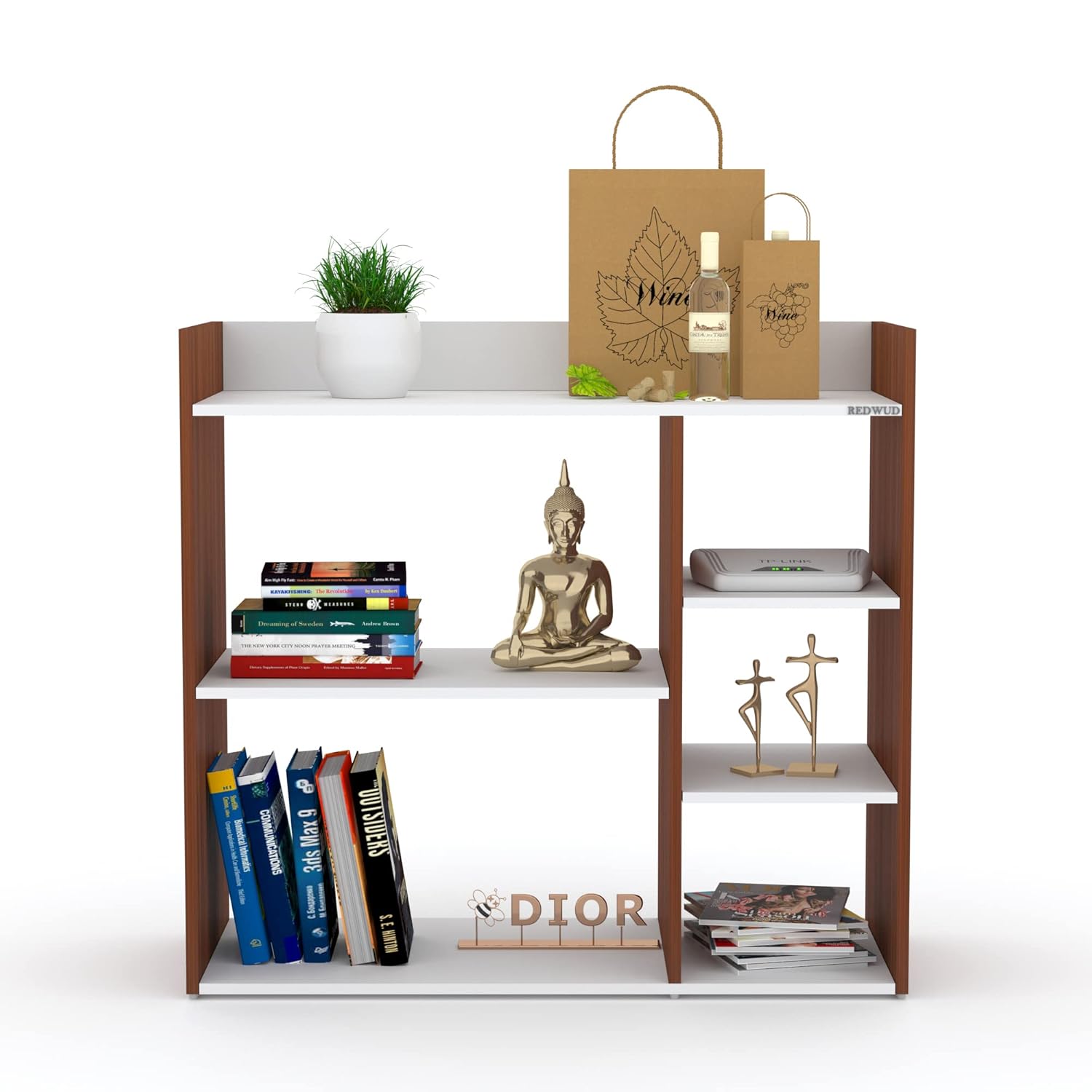 Picture of RK Engineered Wood Bed Side Table/Sofa Side Table/End Table/Books Storage Organizer/Corner Table/Corner Stand for Living Room (Shanteak/White) 24*24