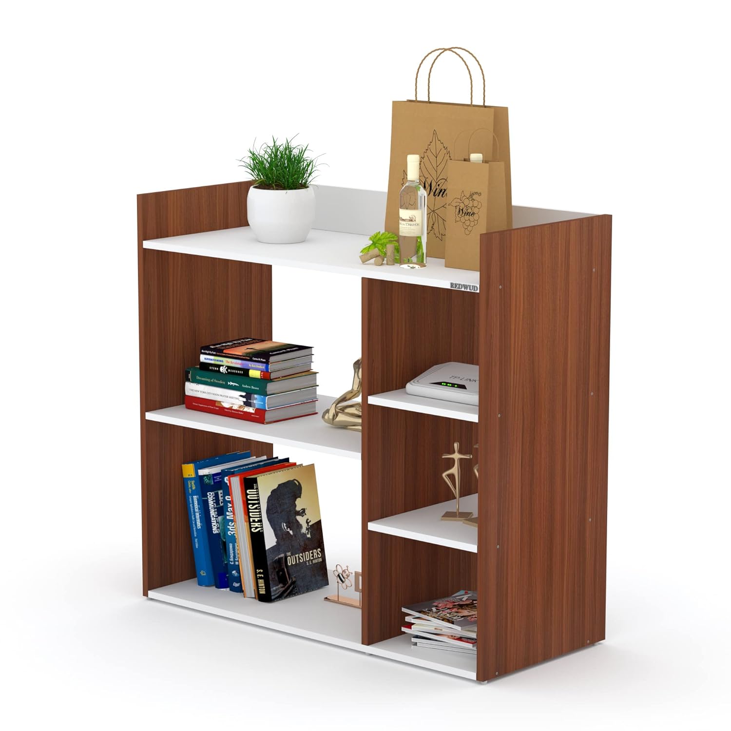 Picture of RK Engineered Wood Bed Side Table/Sofa Side Table/End Table/Books Storage Organizer/Corner Table/Corner Stand for Living Room (Shanteak/White) 24*24