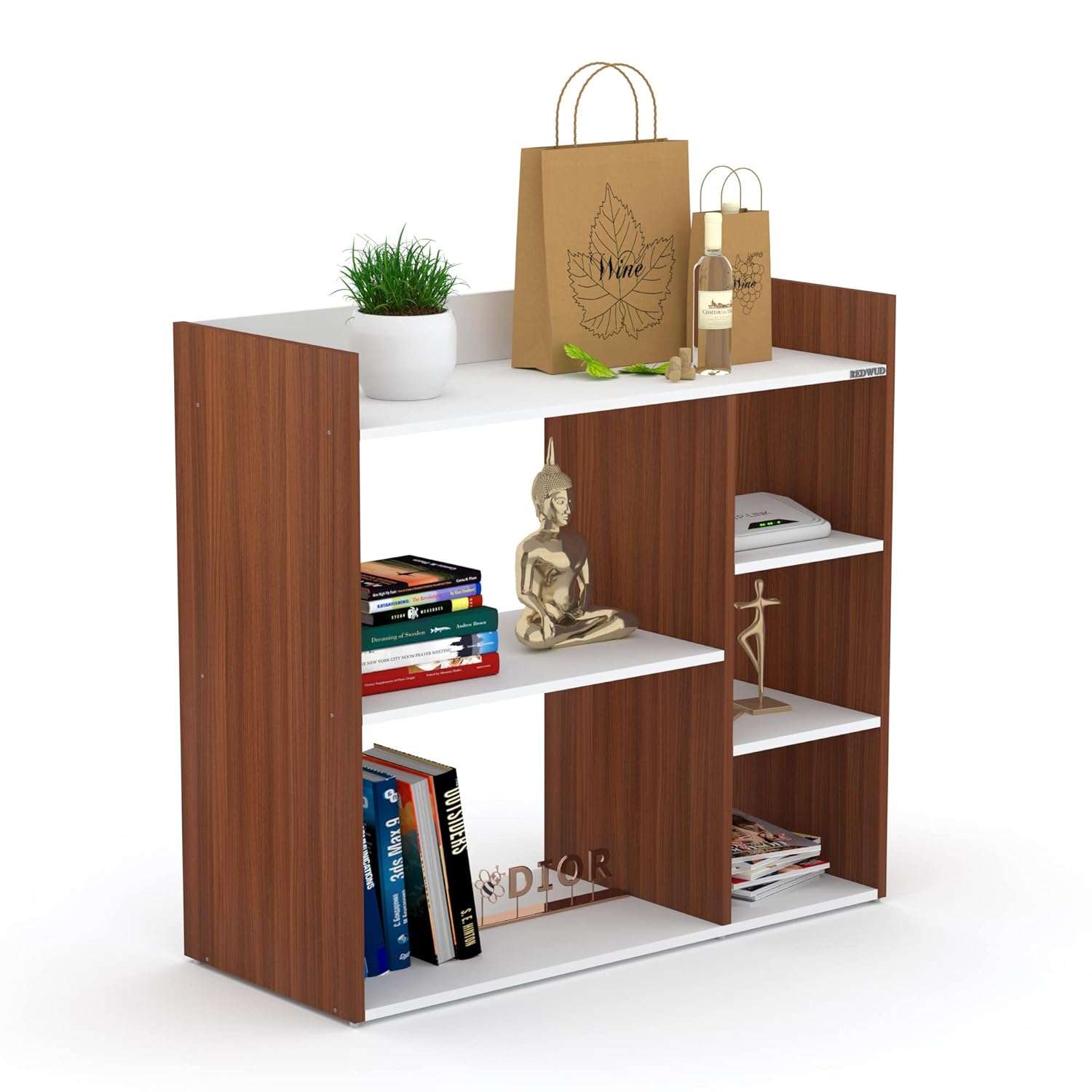 Picture of RK Engineered Wood Bed Side Table/Sofa Side Table/End Table/Books Storage Organizer/Corner Table/Corner Stand for Living Room (Shanteak/White) 24*24