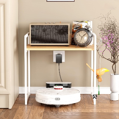 Picture of RK 1 Tier Multifunctional Rack | Kitchen Storage Shelf, Microwave Stand, Cosmetic Shelf Rack | Floor-Mount Shelf with Black Pipe Design | Crafted with Engineered Wood & Metal