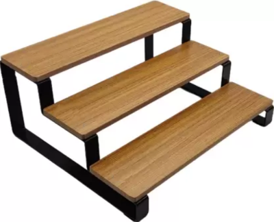 Picture of Multipurpose 3-Step Tabletop Organizer Rack - Engineered Wood Wall Shelf for Home, Kitchen, and Office