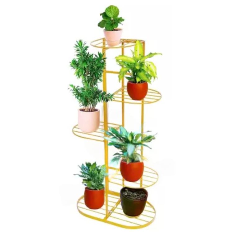 Picture of 6-Pot Metal Stand - Multi-Shelf Plant Holder Rack for Flower Pots & Containers-Patio Garden