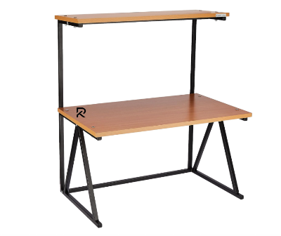 Picture of Indulge Durablity - Premium Quality RK 2 Layer Multifunctional Rack | Kitchen Storage Shelf, Microwave Stand, Cosmetic Shelf Rack | Floor-Mount Shelf with Black Pipe Design | Crafted with Engineered Wood & Metal