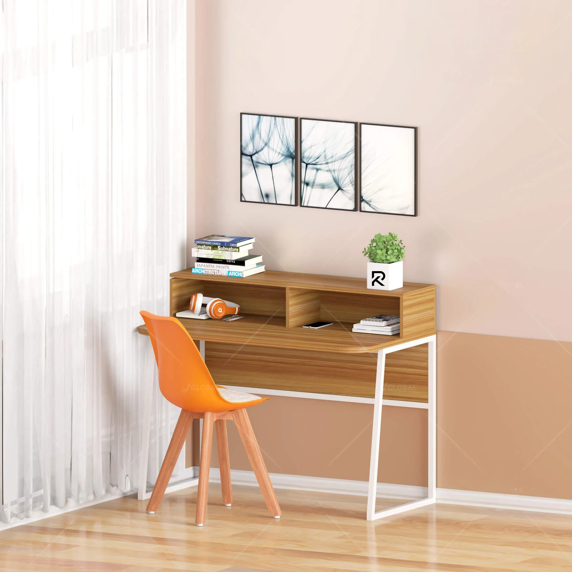 Picture of Exceotional Quality RK Metal Body Reading ,Study and Writing Table with Integrated Bookcase Shelf